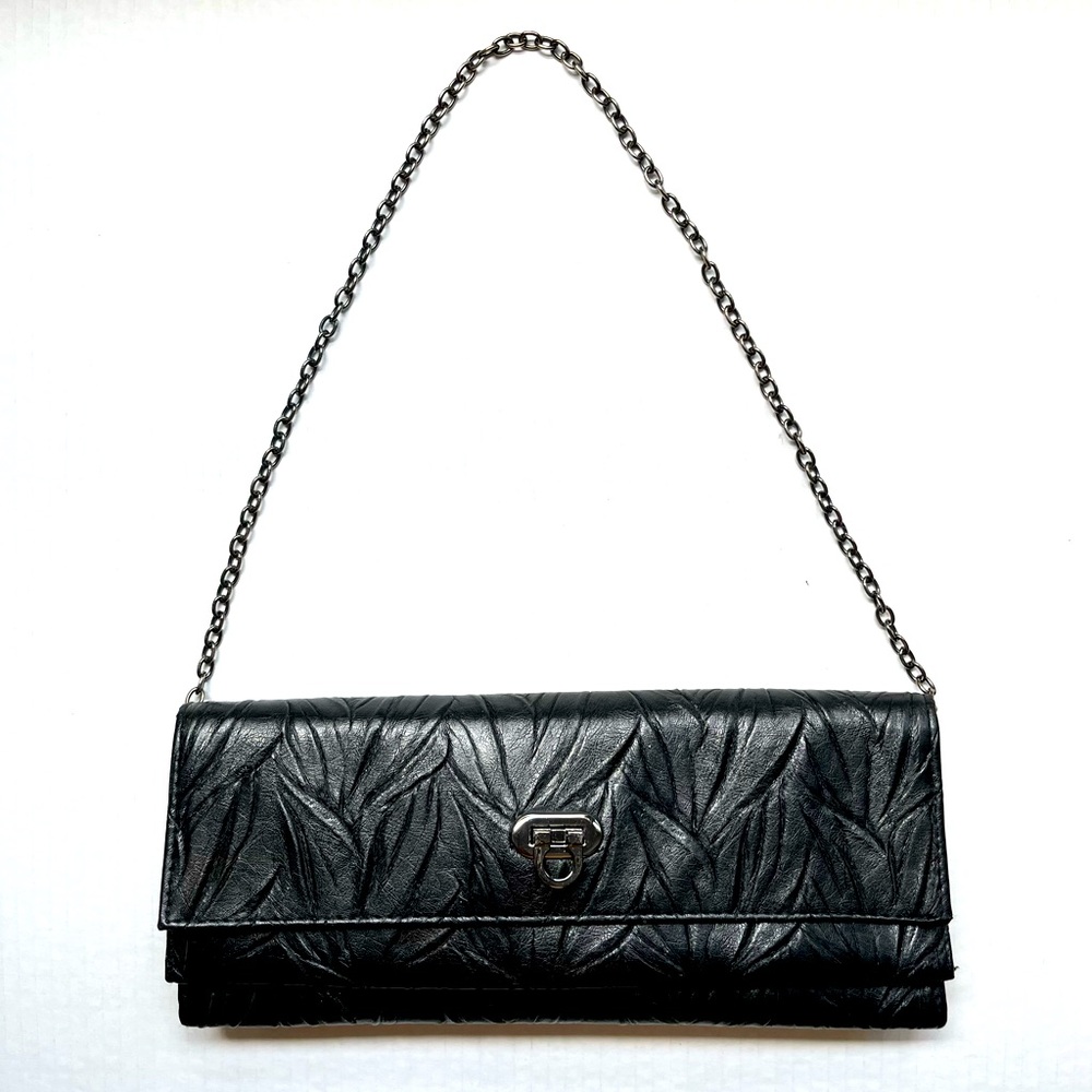 Jessica McClintock Black Rectangular Evening Bag Purse Clutch.